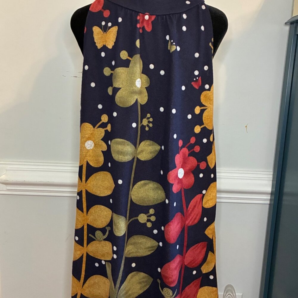 Charlotte Russe Dress, Size Large, Autumn Colors Blue/Orange/Red/Green - Picture 3 of 4